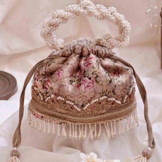 French Palace Pearl Jacquard Drawstring Bag