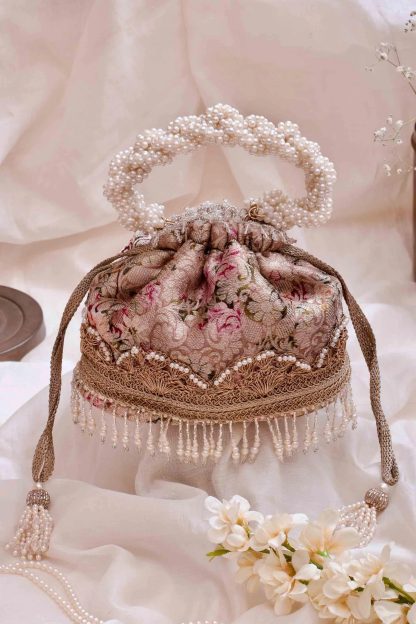 French Palace Pearl Jacquard Drawstring Bag