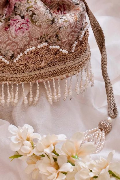 French Palace Pearl Jacquard Drawstring Bag - Image 2