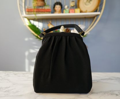 Vintage diamond lock pleated handbag - Image 5