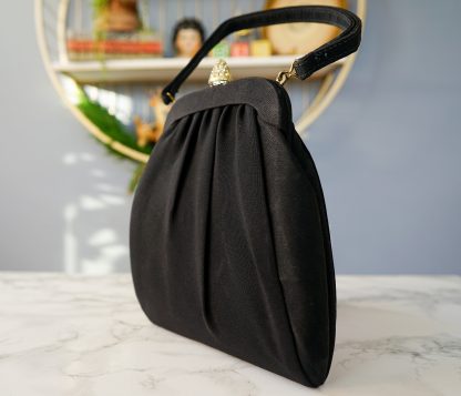Vintage diamond lock pleated handbag - Image 2