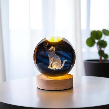 Carved crystal cat night light ornament - Image 6