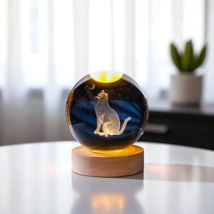 Carved crystal cat night light ornament - Image 5