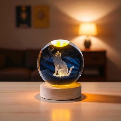Carved crystal cat night light ornament - Image 4