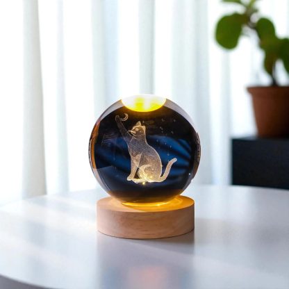 Carved crystal cat night light ornament - Image 3