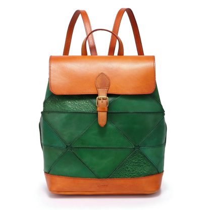 Top-grain cowhide embossed backpack - Image 8