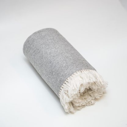 Light grey contrast white tassel blend throw blanket - Image 2