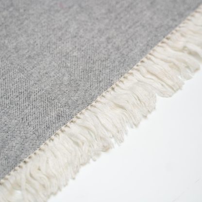 Light grey contrast white tassel blend throw blanket - Image 3