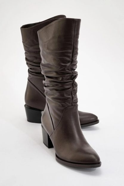 Autumn and winter retro pleated mid-heel boots - Image 6