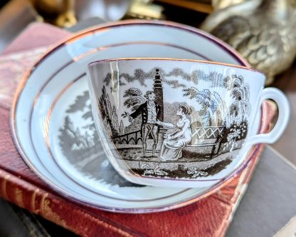 Narrative Hand-Painted Ceramic Cup and Saucer Set - Image 6