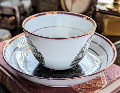 Narrative Hand-Painted Ceramic Cup and Saucer Set - Image 4