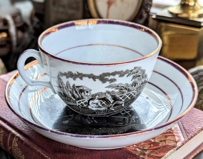 Narrative Hand-Painted Ceramic Cup and Saucer Set - Image 3