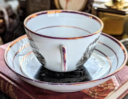 Narrative Hand-Painted Ceramic Cup and Saucer Set - Image 2