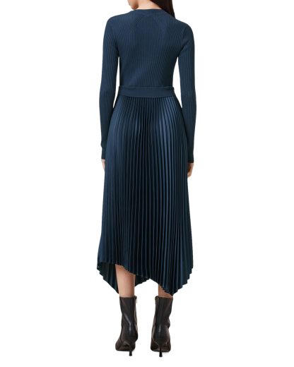 Dark blue knitted pleated dress - Image 4