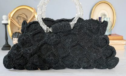 Black transparent handbag with 3D floral pattern - Image 5
