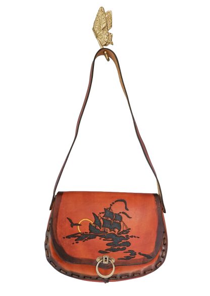 Vintage Sailboat Embossed Leather Crossbody Bag - Image 7