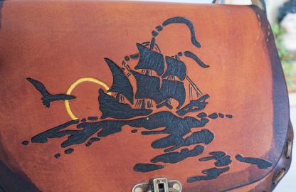Vintage Sailboat Embossed Leather Crossbody Bag - Image 5