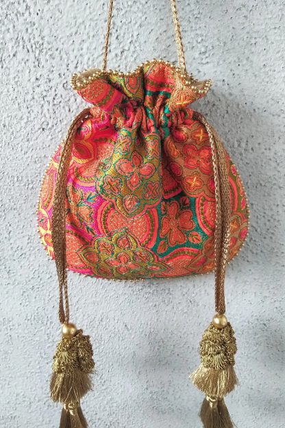 Exotic flower embroidered drawstring bag - Image 5