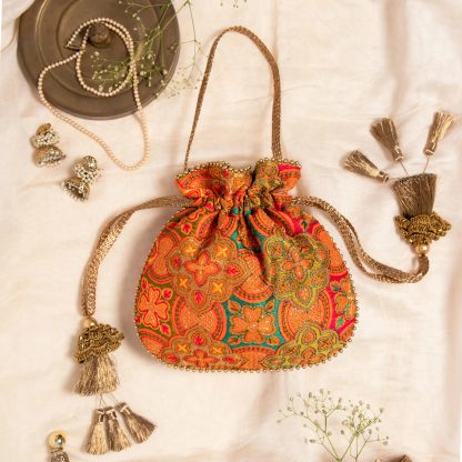 Exotic flower embroidered drawstring bag - Image 4