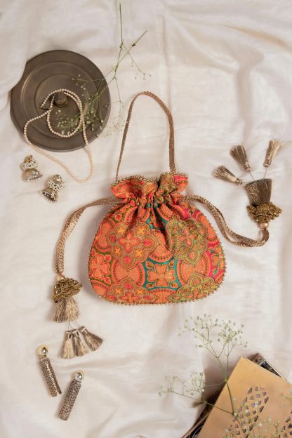 Exotic flower embroidered drawstring bag - Image 2