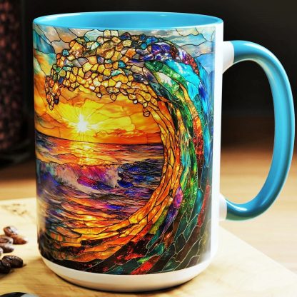 Colorful Wave Sunrise Glass Mug - Image 5