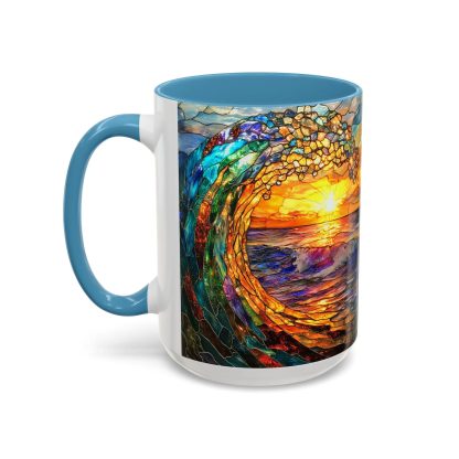 Colorful Wave Sunrise Glass Mug - Image 2