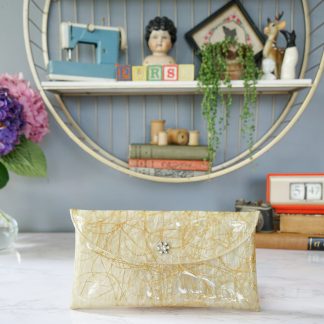 Vintage gilded silk thread and diamond buckle clutch