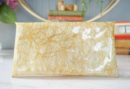 Vintage gilded silk thread and diamond buckle clutch - Image 3