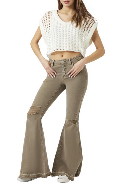 Retro raw-edge slim flared trousers - Image 5