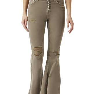 Retro raw-edge slim flared trousers