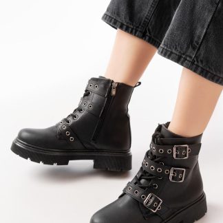 Punk style multi-buckle thick-soled Martin boots