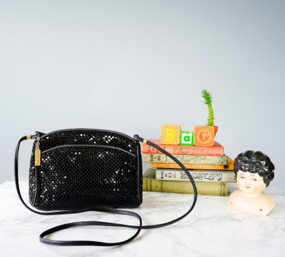 Vintage black sequined crossbody bag
