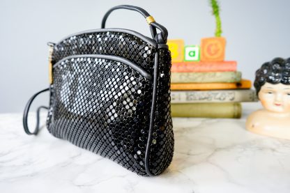 Vintage black sequined crossbody bag - Image 2