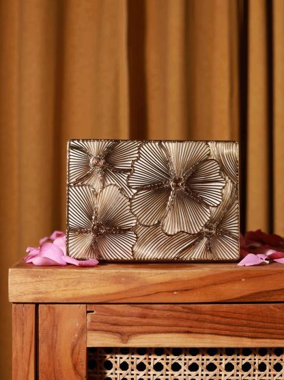 Vintage Metal 3D Floral Evening Bag
