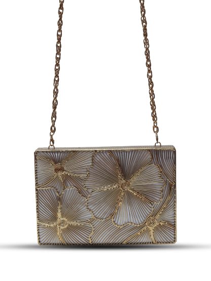 Vintage Metal 3D Floral Evening Bag - Image 5