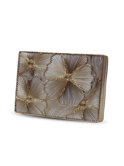 Vintage Metal 3D Floral Evening Bag - Image 2