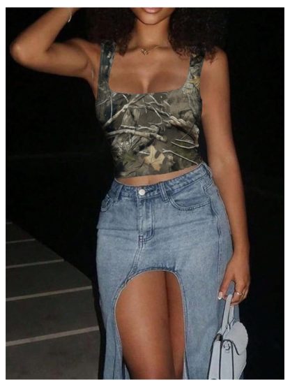 Camouflage Square Neck Cropped Vest - Image 5