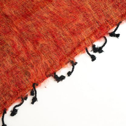 Warm orange, red and black tassel blended blanket - Image 10
