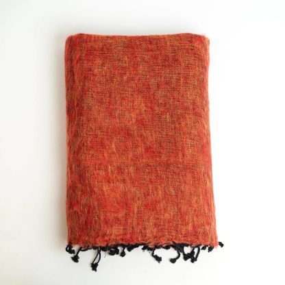 Warm orange, red and black tassel blended blanket - Image 7