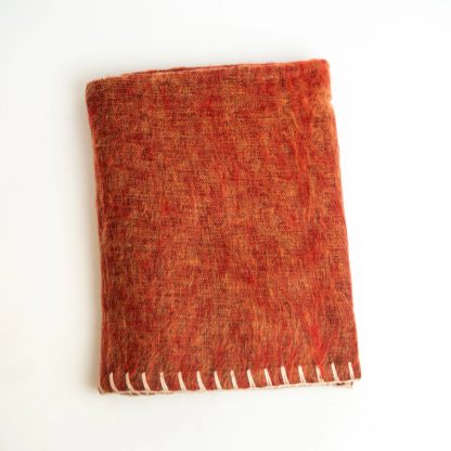 Warm orange, red and black tassel blended blanket - Image 2