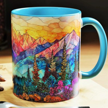 Colored glass mountain forest mug - Image 9