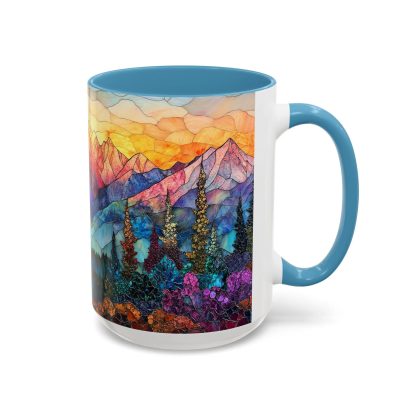 Colored glass mountain forest mug