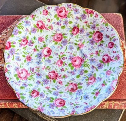 English pastoral floral bone china cup and saucer set - Image 2