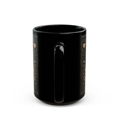 Moonlit Night Flowers Black Glaze Mug - Image 3