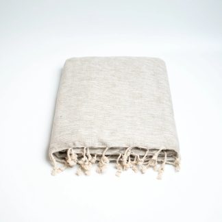 Natural off-white tassel blended blanket