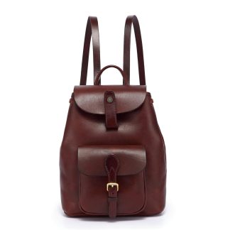 Vintage leather flap backpack