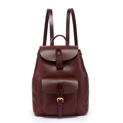 Vintage leather flap backpack