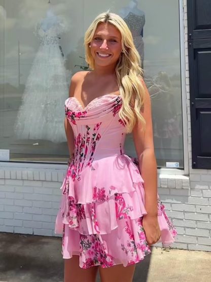 Pink Floral Tube Top Cake Dress - Image 5