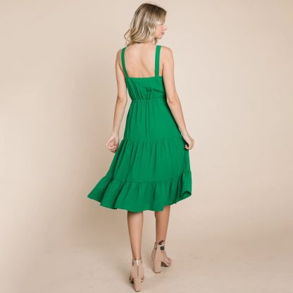 Retro holiday style buttoned waist suspender dress - Image 2