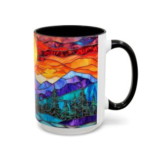 Colored glass sunrise mountain mug